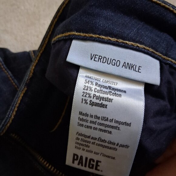 Paige Women's Size 30 Transcend Verdugo Mid Rise Ankle Skinny Dark Wash Jeans - Picture 8 of 16